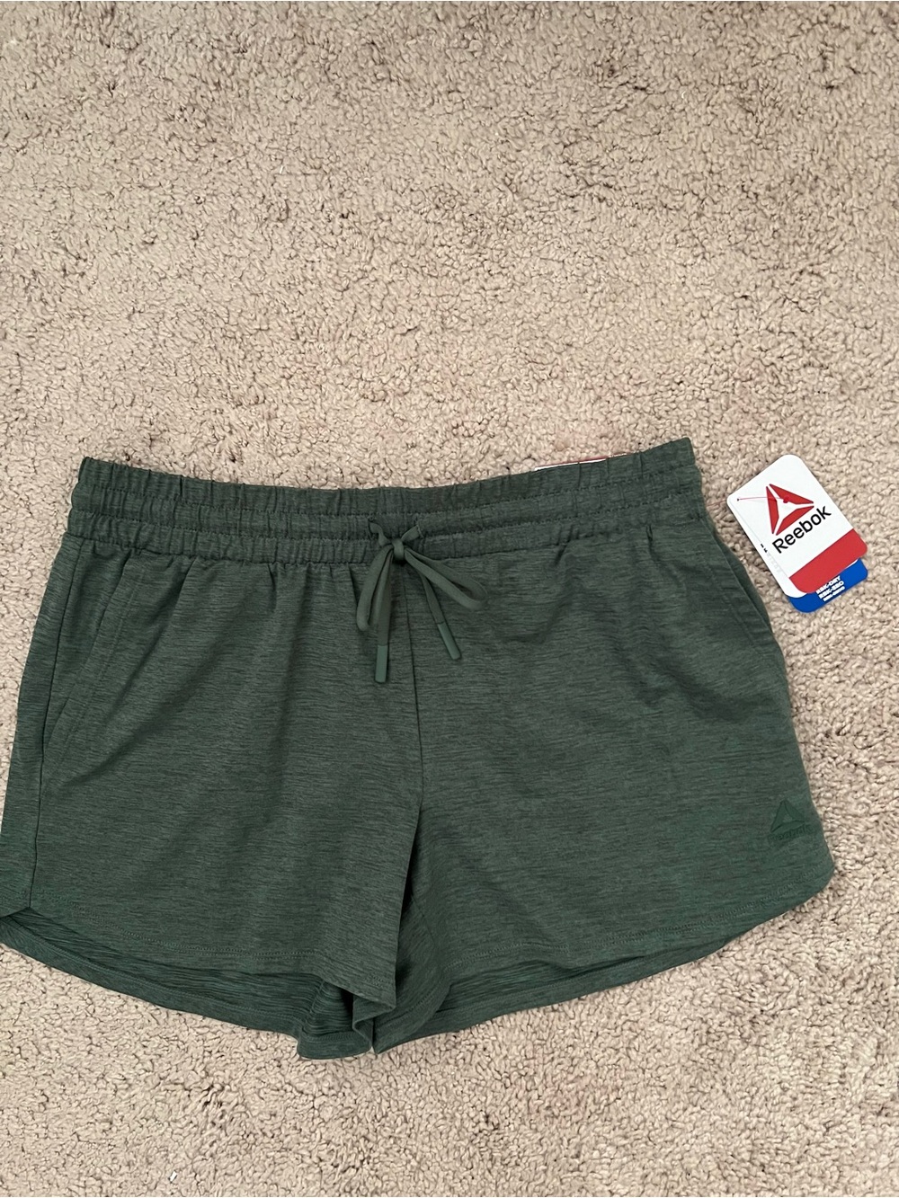 Reebok Women's Dark Green Athletic Drawstring Shorts